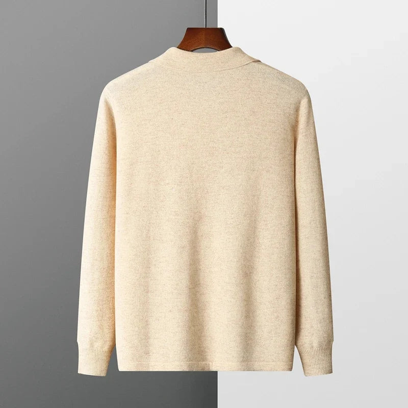 Merino Wool Button Down Polo Collar Sweater for Men | Smart Casual Wear