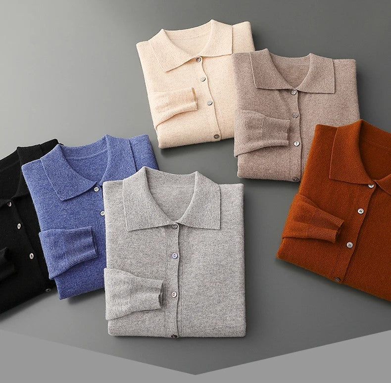 Merino Wool Button Down Polo Collar Sweater for Men | Smart Casual Wear