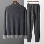 Cashmere Knit Zip Up Cardigan and Trouser Set for Men | Winter Wear