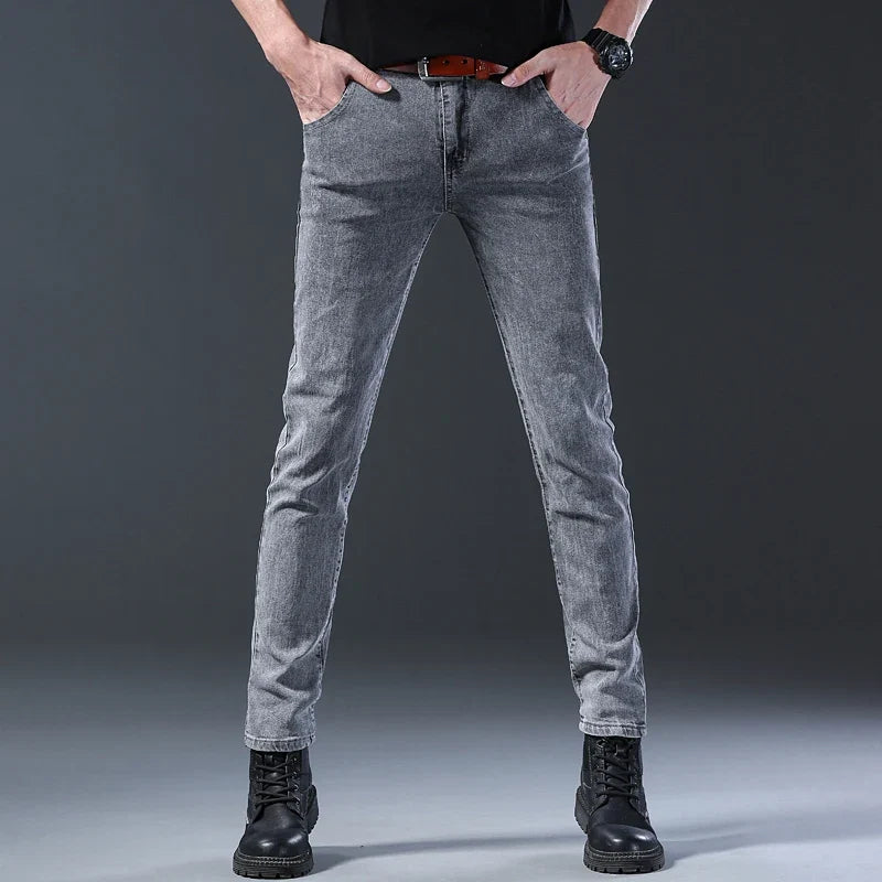 Stone Grey Wash Straight Leg Slim Fit Jeans for Men | Everyday Wear