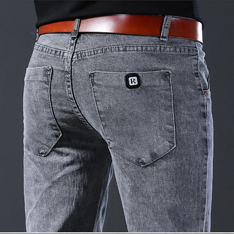 Stone Grey Wash Straight Leg Slim Fit Jeans for Men | Everyday Wear