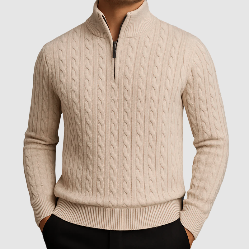 Men’s Cable Knit Quarter-Zip Sweater