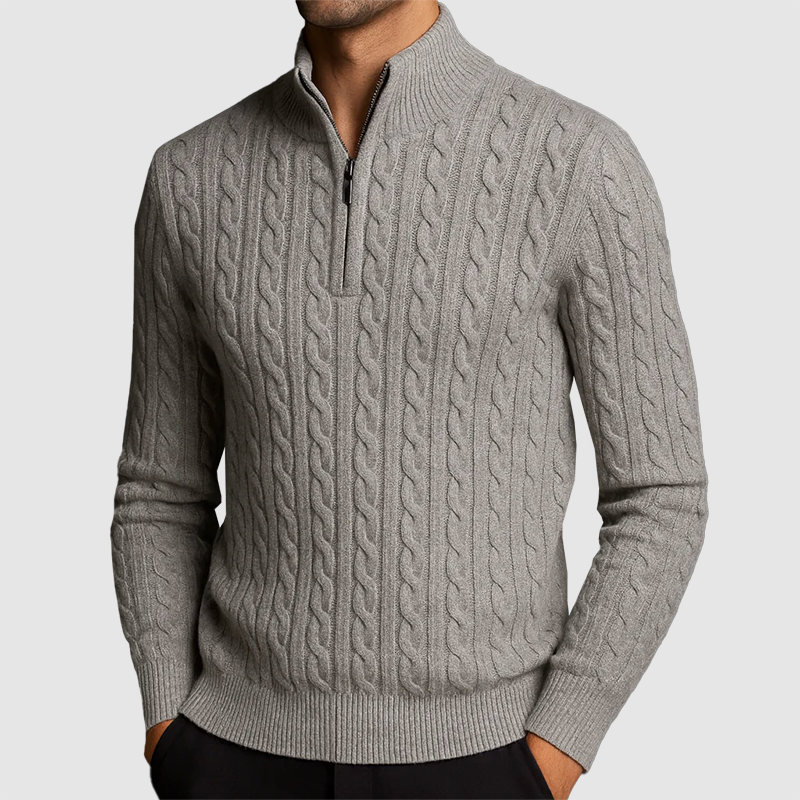 Men’s Cable Knit Quarter-Zip Sweater