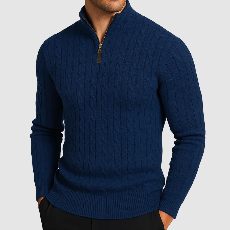 Men’s Cable Knit Quarter-Zip Sweater