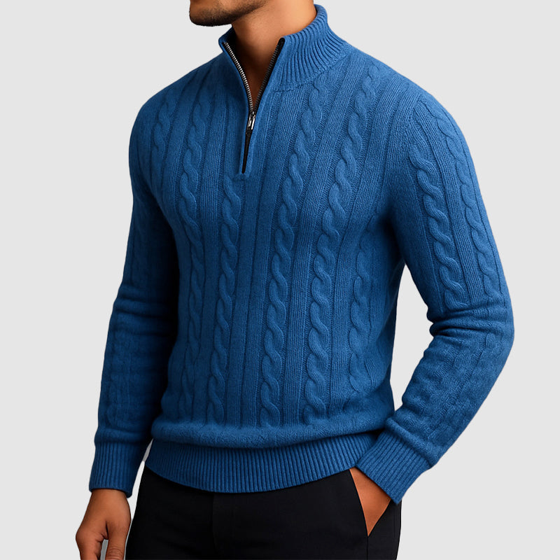 Men’s Cable Knit Quarter-Zip Sweater