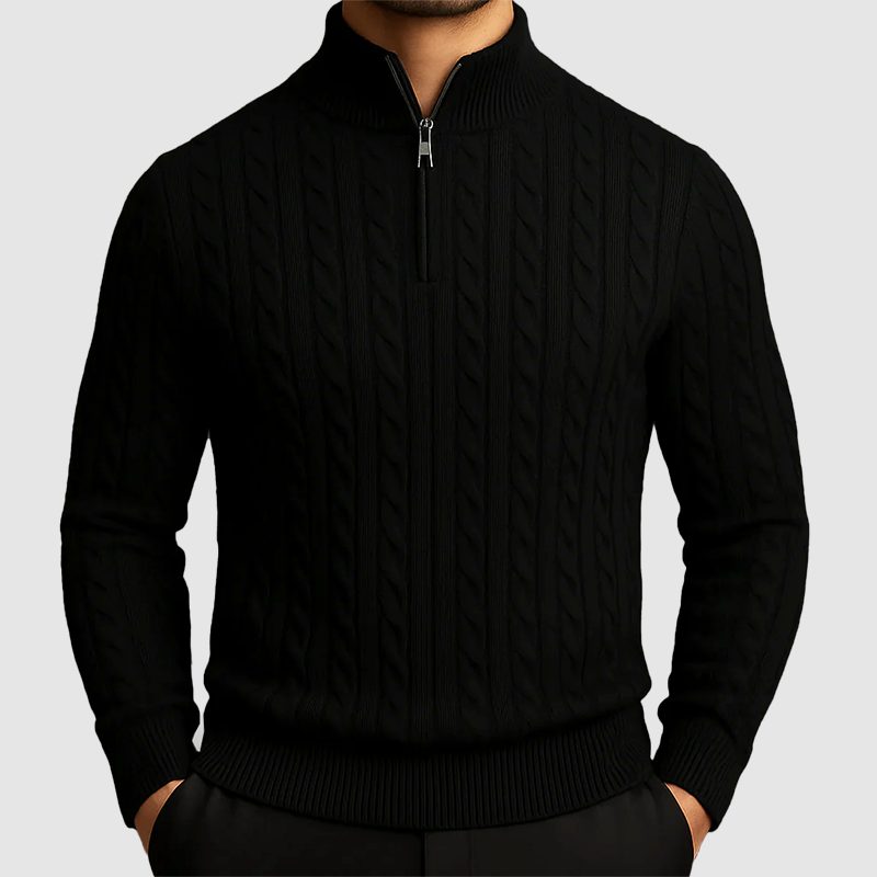 Men’s Cable Knit Quarter-Zip Sweater