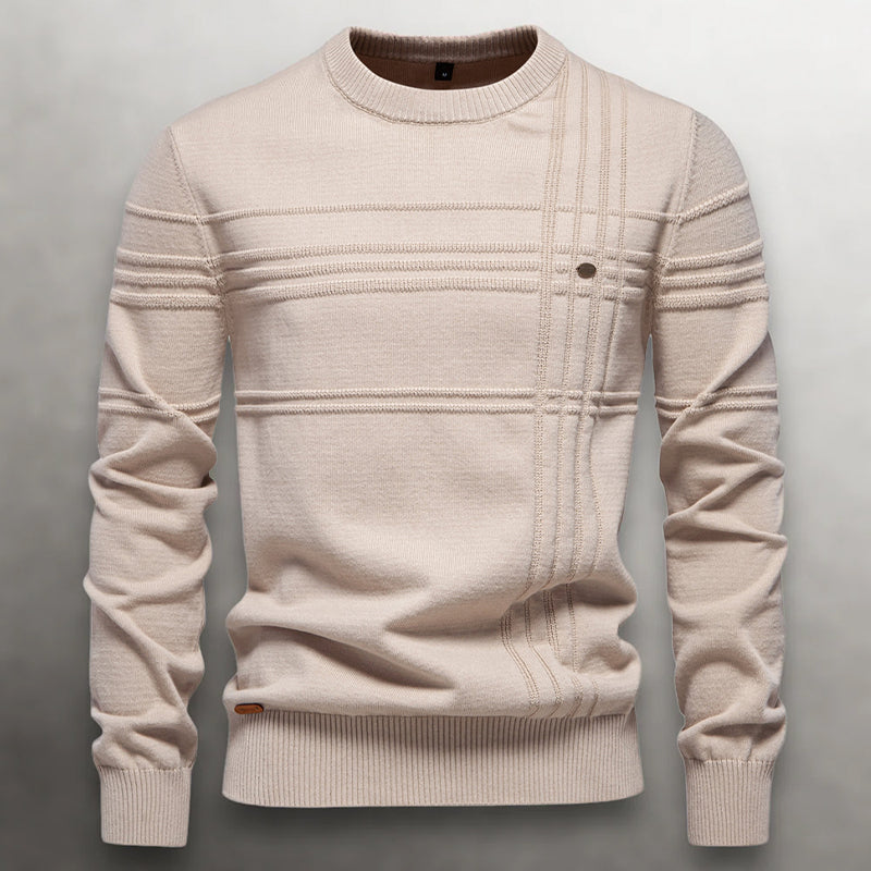 Men’s Knit Cotton Sweater with Textured Pattern