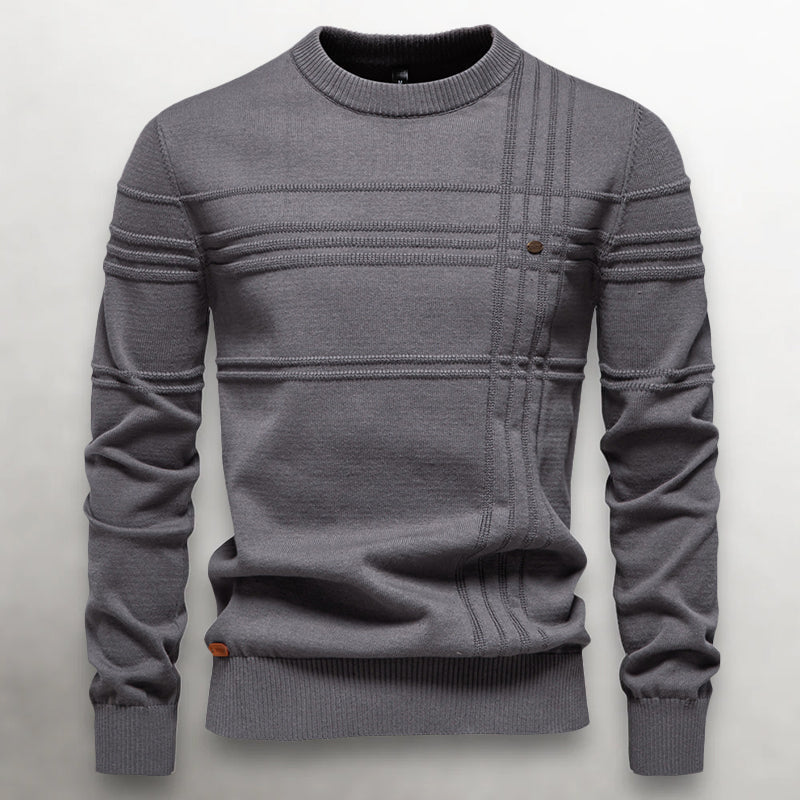 Men’s Knit Cotton Sweater with Textured Pattern