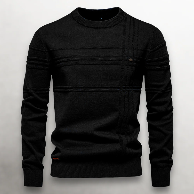 Men’s Knit Cotton Sweater with Textured Pattern
