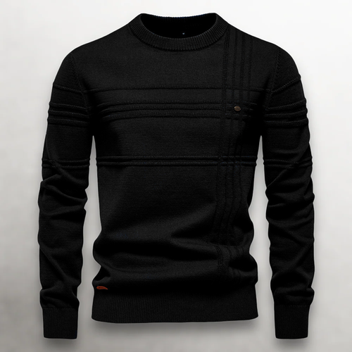 Men’s Knit Cotton Sweater with Textured Pattern