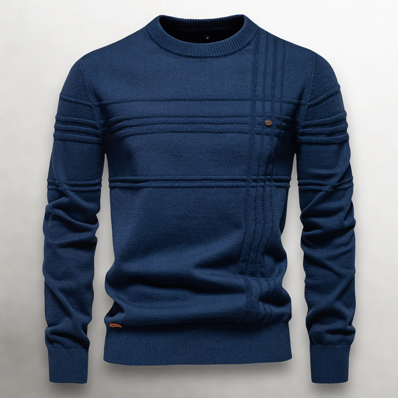Men’s Knit Cotton Sweater with Textured Pattern