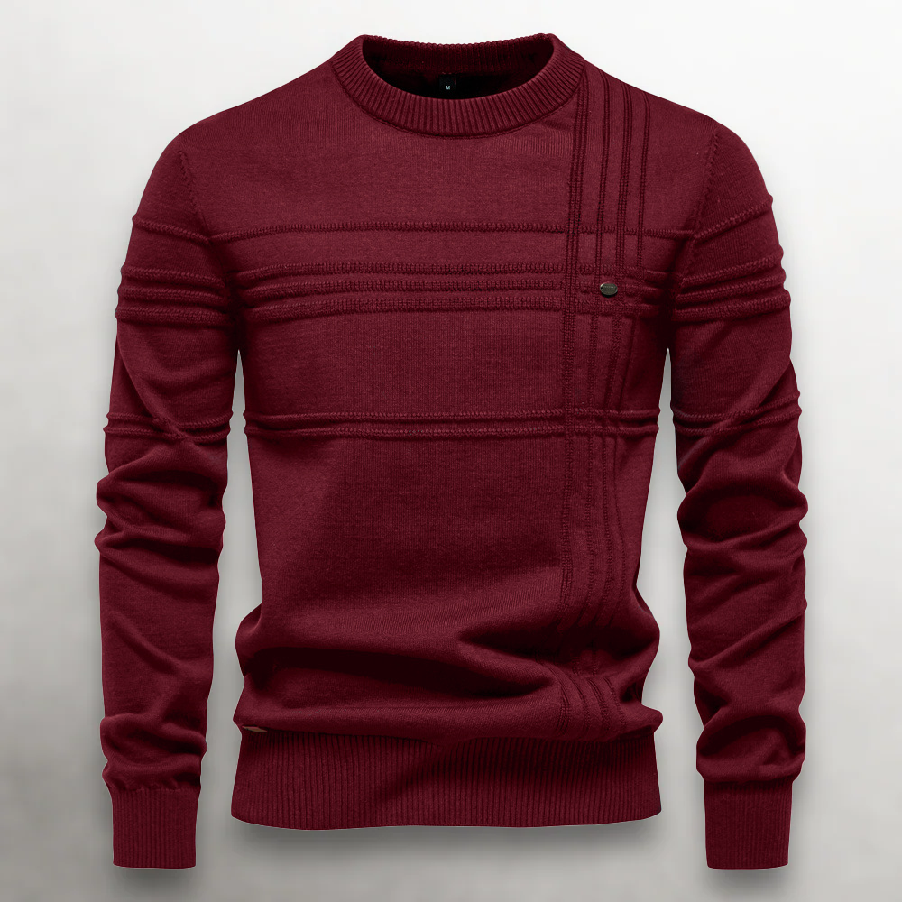 Men’s Knit Cotton Sweater with Textured Pattern