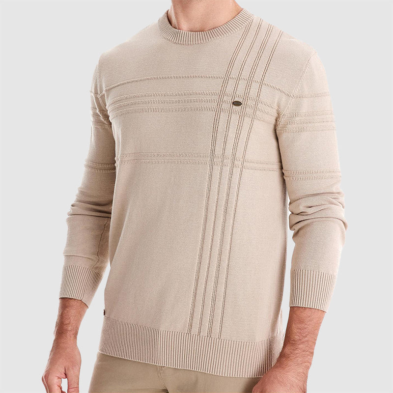 Men’s Knit Cotton Sweater with Textured Pattern