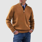Men’s Quarter-Zip Sweater with Ribbed Collar