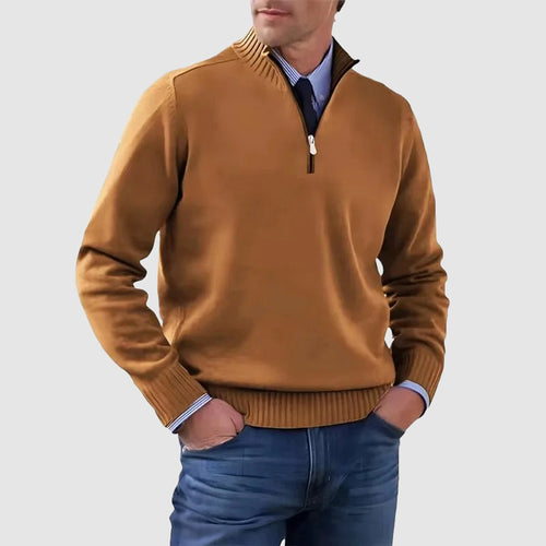 Men’s Quarter-Zip Sweater with Ribbed Collar