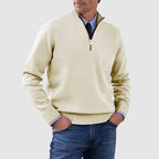 Men’s Quarter-Zip Sweater with Ribbed Collar