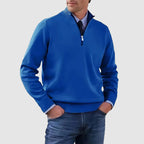 Men’s Quarter-Zip Sweater with Ribbed Collar