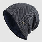 Men’s Textured Knit Beanie with Fleece Lining