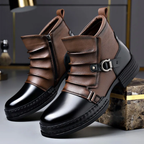 Men’s Two-Tone Genuine Leather Boots with Lace-Up Front