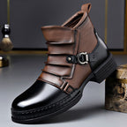Men’s Two-Tone Genuine Leather Boots with Lace-Up Front