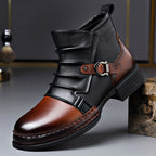 Men’s Two-Tone Genuine Leather Boots with Lace-Up Front