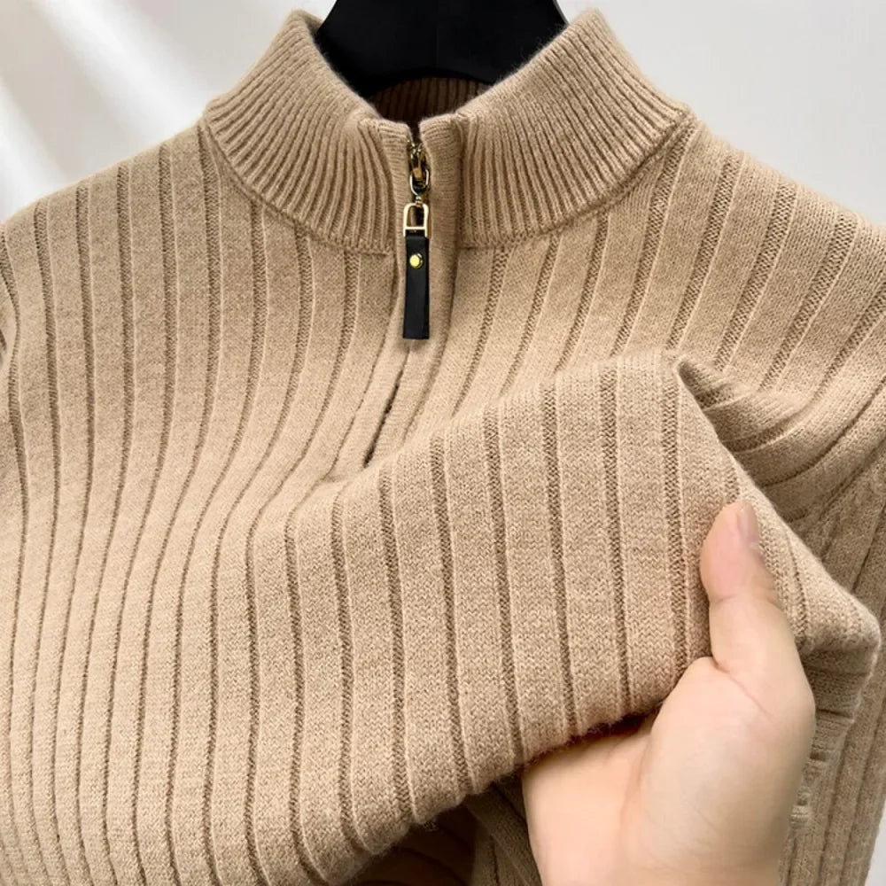 Half Zip Wool Turtleneck Sweater for Men | Autumn and Winter Wear