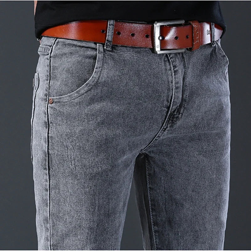 Stone Grey Wash Straight Leg Slim Fit Jeans for Men | Everyday Wear