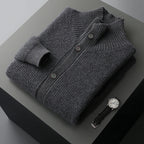 Cashmere High Collar Button Cardigan for Men | Business and Winter Wear