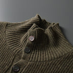 Cashmere High Collar Button Cardigan for Men | Business and Winter Wear
