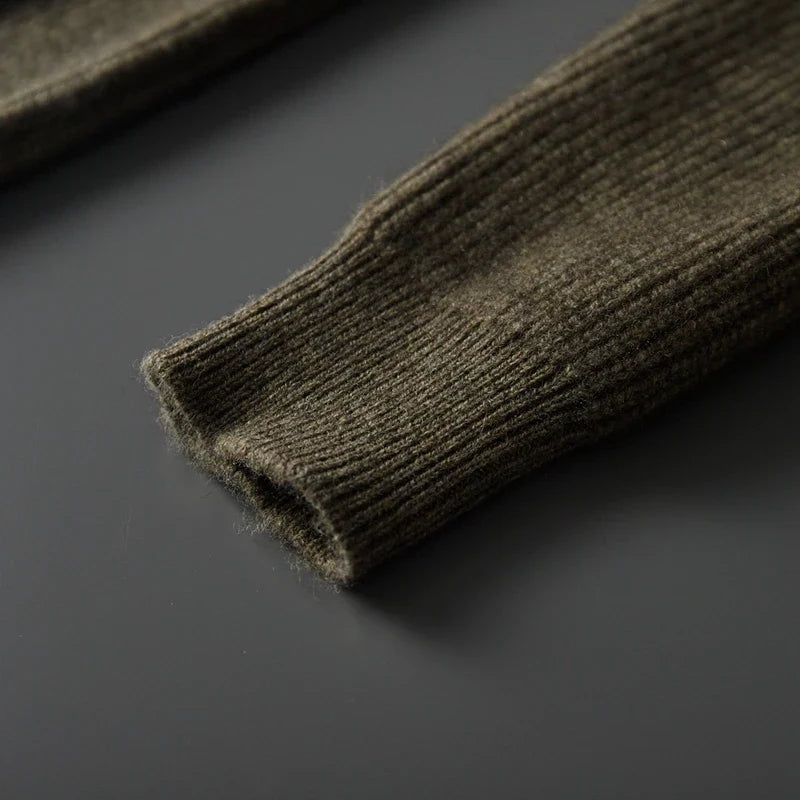 Cashmere High Collar Button Cardigan for Men | Business and Winter Wear