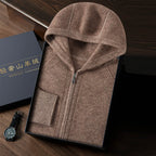 Cashmere Zip Up Hooded Cardigan for Men | Autumn and Winter Layering