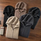 Cashmere Zip Up Hooded Cardigan for Men | Autumn and Winter Layering