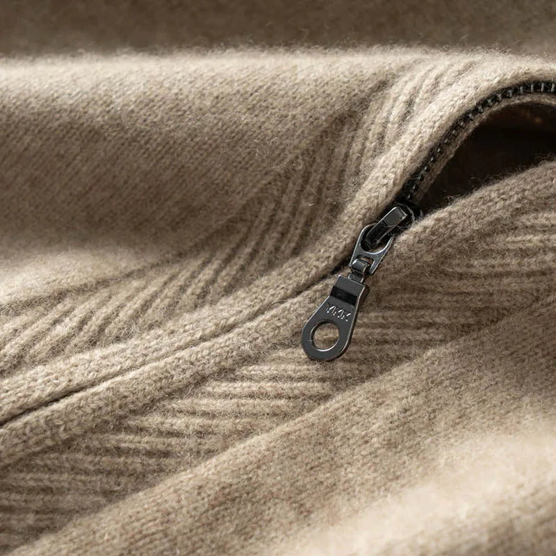 Cashmere Zip Up Hooded Cardigan for Men | Autumn and Winter Layering
