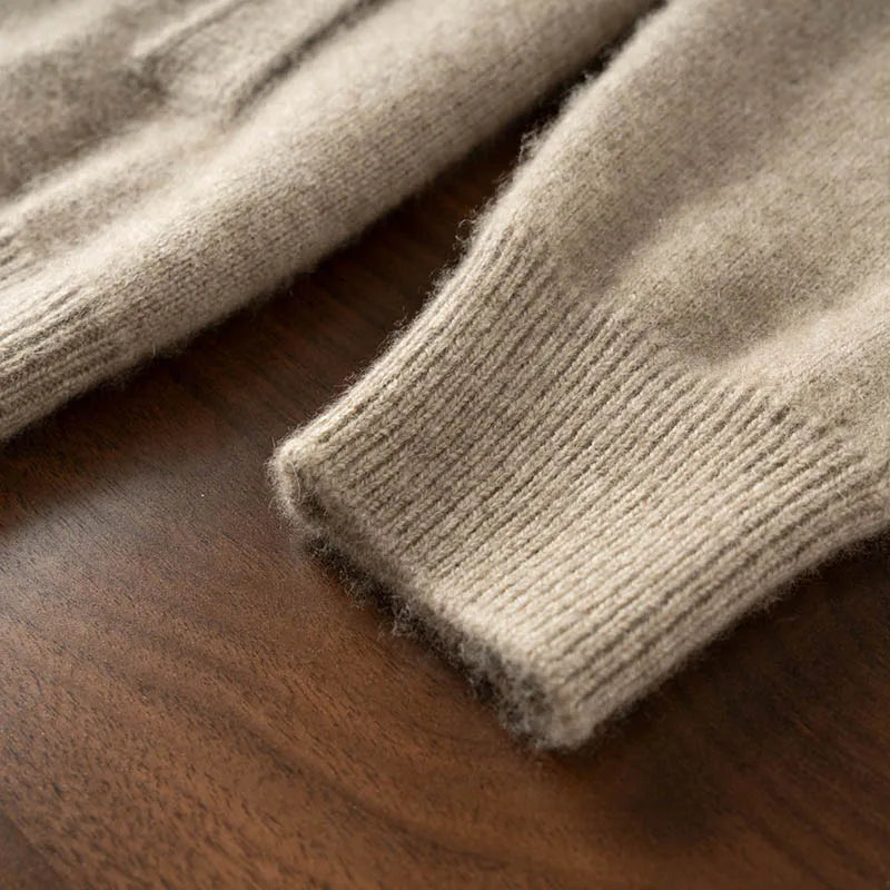 Cashmere Zip Up Hooded Cardigan for Men | Autumn and Winter Layering