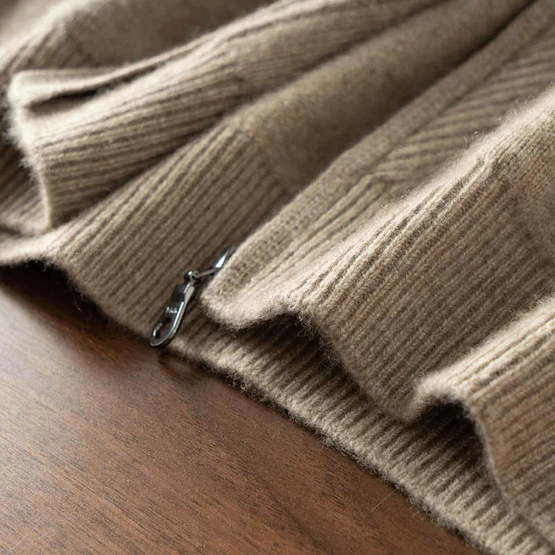 Cashmere Zip Up Hooded Cardigan for Men | Autumn and Winter Layering