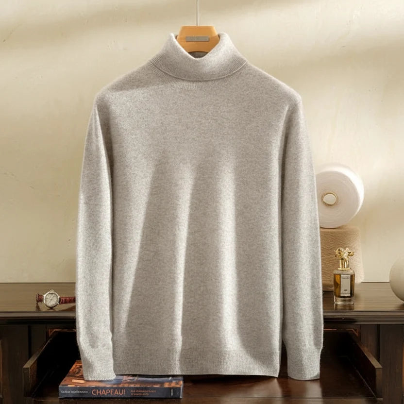 Goat Cashmere Slim Fit Turtleneck Sweater for Men | Winter Wear