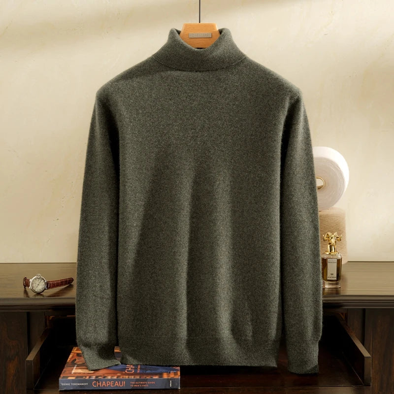 Goat Cashmere Slim Fit Turtleneck Sweater for Men | Winter Wear