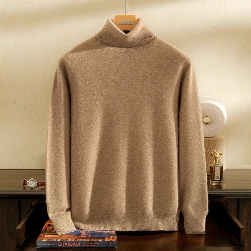 Goat Cashmere Slim Fit Turtleneck Sweater for Men | Winter Wear