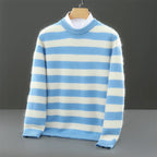 Merino Wool Striped Crewneck Sweater for Men | Autumn and Winter Wear
