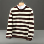 Merino Wool Striped Crewneck Sweater for Men | Autumn and Winter Wear