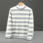 Merino Wool Striped Crewneck Sweater for Men | Autumn and Winter Wear