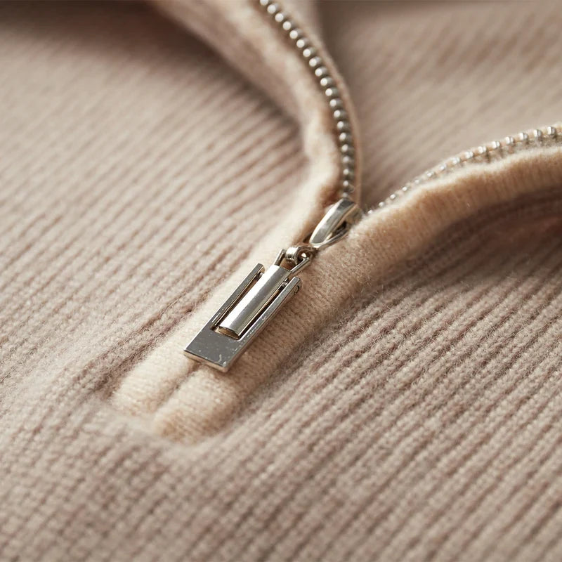 Merino Wool Half Zip Polo Collar Sweater for Men | Autumn and Winter Wear