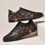 Checkered Panel Leather Low Top Sneakers for Men | Urban and Street Wear