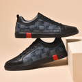 Checkered Panel Leather Low Top Sneakers for Men | Urban and Street Wear