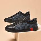 Checkered Panel Leather Low Top Sneakers for Men | Urban and Street Wear