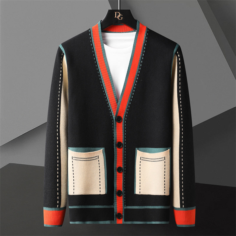 Heritage Colourblock Knit Cardigan for Men | Casual and Office Wear