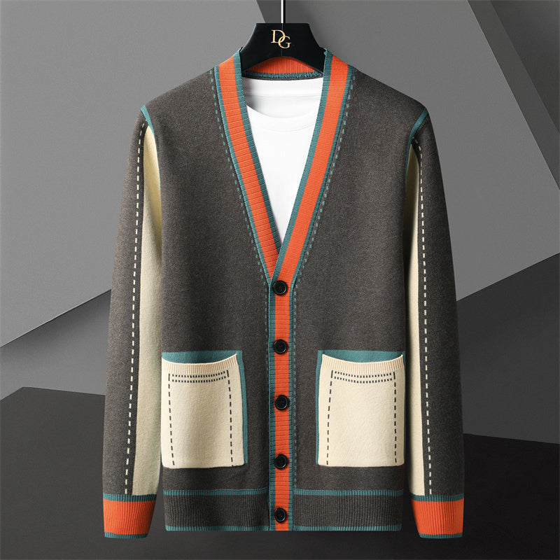 Heritage Colourblock Knit Cardigan for Men | Casual and Office Wear
