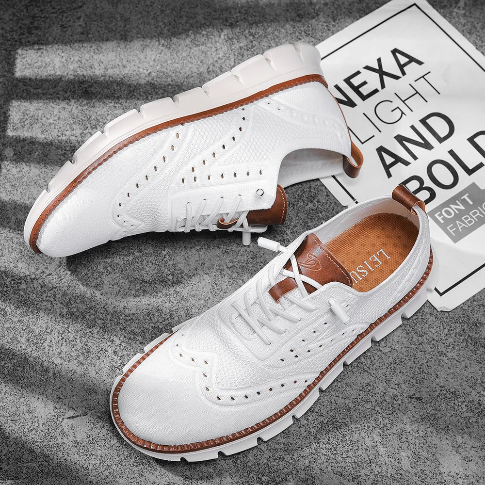 Perforated Breathable Casual Sneakers for Men | Work and Travel Wear