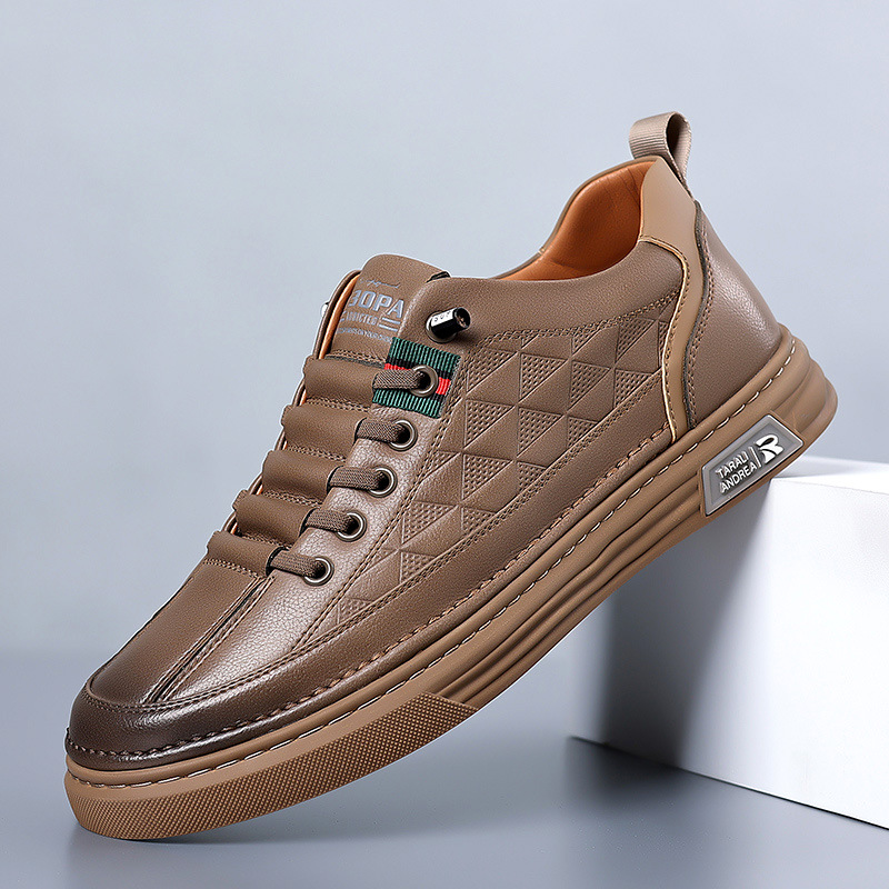 Quilted Faux Leather Low Top Sneakers for Men | Smart Casual Wear