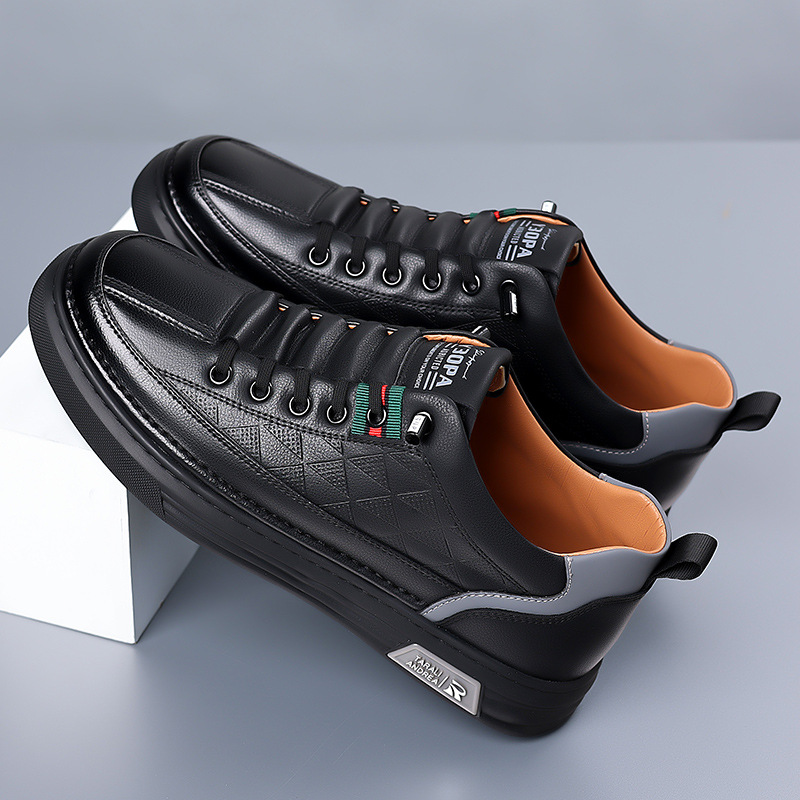 Quilted Faux Leather Low Top Sneakers for Men | Smart Casual Wear